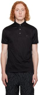Черная футболка-поло с графическим рисунком Emporio Armani