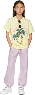 Детские фиолетовые классические брюки для отдыха с логотипом, сиреневый/белый Palm Angels