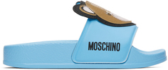 Moschino Kids Синие шлепанцы с 3D принтом Teddy