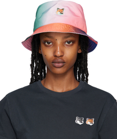 Разноцветная пляжная шляпа с яркой лисьей головой Maison Kitsune