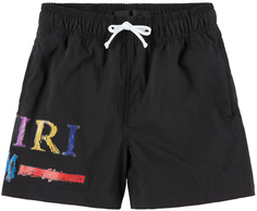 AMIRI Kids Черные шорты для плавания Rainbow MA Bar