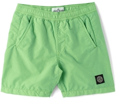 Детские зеленые шорты для плавания из матового нейлона фисташкового цвета Код поставщика: B0314 Stone Island Junior