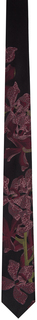 Черно-бордовый галстук с цветочным принтом Dries Van Noten