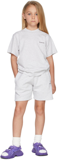 Детские серые спортивные шорты с логотипом Balenciaga Kids