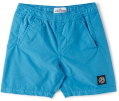 Детские синие шорты для плавания из матового нейлона, бирюзовые Код поставщика: B0314 Stone Island Junior