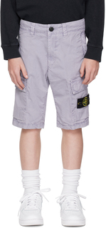 Детские фиолетовые шорты, окрашенные в одежду Stone Island Junior