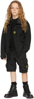Детские черные хлопковые шорты-карго, черные Код поставщика: 7616L0701 Stone Island Junior