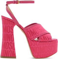 Розовые жаккардовые туфли с логотипом Moschino