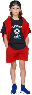 Детские красные спортивные шорты с логотипом Balenciaga Kids