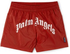 Детские красные шорты для плавания с логотипом, красный/белый Palm Angels