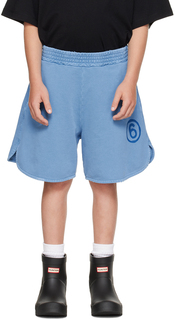 MM6 Maison Margiela Kids Синие шорты с принтом
