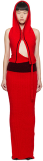 Красное платье макси с капюшоном Ottolinger