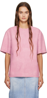 Розовая кожаная футболка с принтом Bottega Veneta