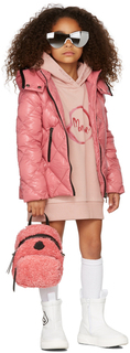 Детское розовое флисовое платье с капюшоном Розовое Moncler Enfant