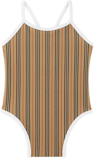 Сплошной купальник Baby Beige Stripe Archive бежевый/Ip полоски Burberry