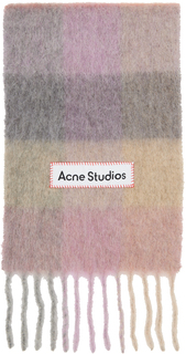 Розовый и бежевый шарф в клетку Фуксия/Сиреневый Acne Studios