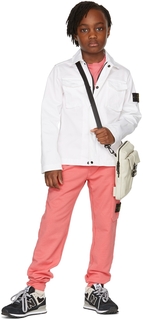 Детская белая куртка из хлопкового габардина белого цвета Код поставщика: 10211 Stone Island Junior