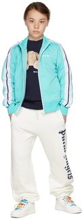 Детская синяя классическая спортивная куртка с логотипом Голубой/Белый Palm Angels