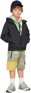 Детская темно-синяя куртка с капюшоном из жатого репса темно-синего цвета Код поставщика: 761640233 Stone Island Junior