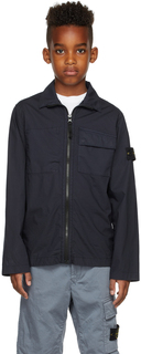 Детская темно-синяя хлопковая куртка Ripstop темно-синего цвета Код поставщика: 10402 Stone Island Junior