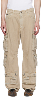 Бежевые джинсовые брюки-карго с потертостями Dolce &amp; Gabbana