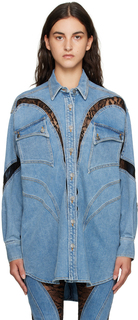 Синяя кружевная джинсовая рубашка Mugler