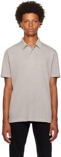 Серая рубашка-поло «Ривьера» Sunspel