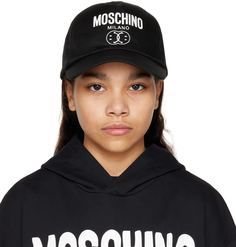 Moschino Kids Черная кепка с двойным смайликом