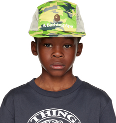 Детская зеленая кепка с камуфляжным принтом Woodland Зеленая BAPE