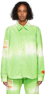 Зеленая рубашка с этикеткой тай-дай Heron Preston