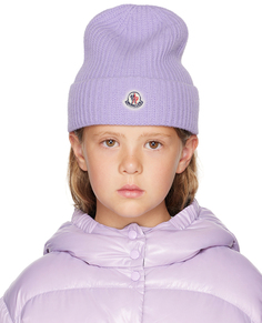 Детская фиолетовая шапка из натуральной шерсти фиолетового цвета Moncler Enfant