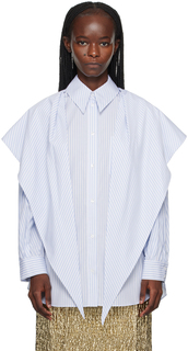 Simone Rocha Сине-белая рубашка с острым воротником