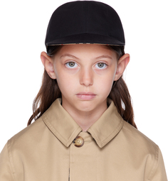 Детская черно-бежевая двусторонняя кепка Черная Burberry