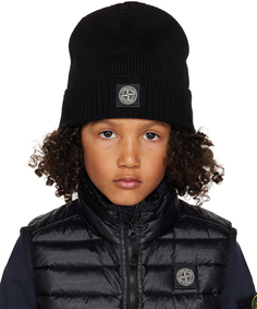 Детская черная шапка с нашивками, черная Код поставщика: 7816N01A7 Stone Island Junior