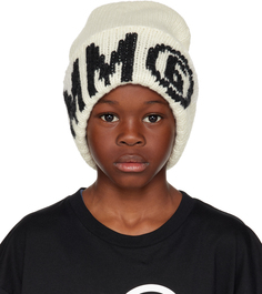 Бело-белая жаккардовая шапка MM6 Maison Margiela Kids