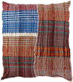 Многоцветная напольная подушка из эластичного плетения со смешанными линиями Luna Del Pinal