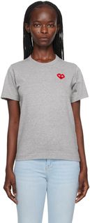 Серая футболка с сердечком Invader Edition Comme des Garçons