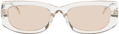 Бежевые прямоугольные солнцезащитные очки с кристаллами Prada Eyewear