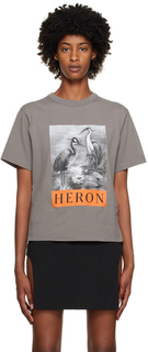 Серая футболка с цаплей Heron Preston