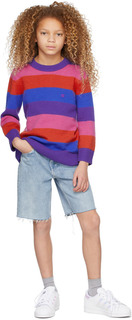 Детский разноцветный шерстяной свитер Nimah в полоску Фиолетовый/Мульти Acne Studios