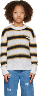 Детский свитер в полоску белого цвета Marni