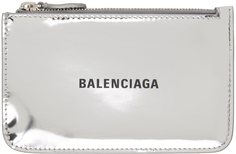 Серебряный длинный визитница Balenciaga