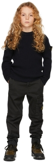 Детский темно-синий вязаный свитер в рубчик, темно-синий Код поставщика: 7516507A3 Stone Island Junior