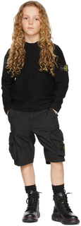 Детский черный хлопковый свитер, черный Код поставщика: 7616507A4 Stone Island Junior