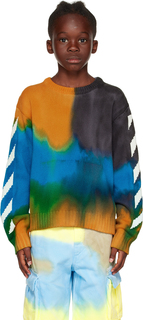 Off-White Детский разноцветный свитер с принтом тай-дай