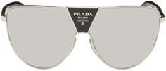 Серебряные зеркальные солнцезащитные очки Prada Eyewear