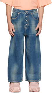 MM6 Maison Margiela Детские синие джинсы на пуговицах