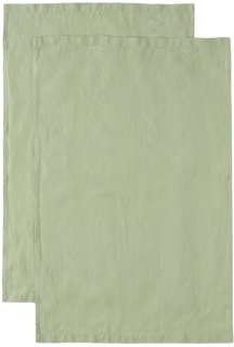 Два комплекта зеленых льняных стеклянных полотенец Tekla