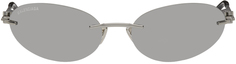 Серебряные солнцезащитные очки без оправы Balenciaga