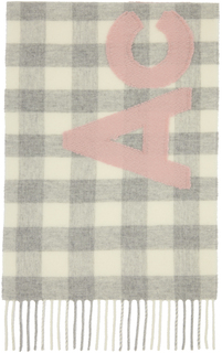 Серо-белый шарф с логотипом в клетку Acne Studios